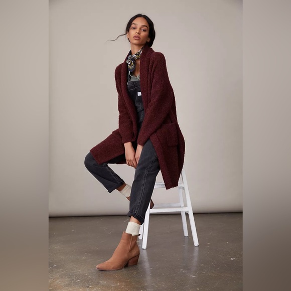 Anthropologie Brenna Boucle Longline Cardigan One Size Like New - Picture 1 of 11